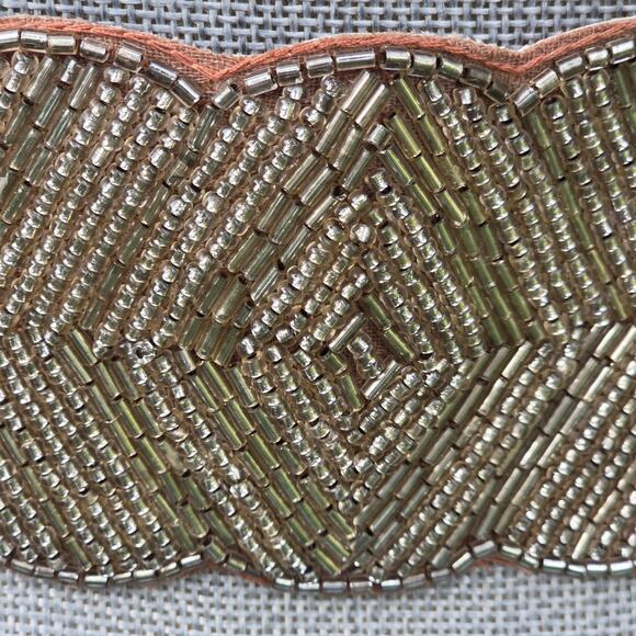 Wide Beaded Leather Belt Scalloped Boho Anthropologie Style Small main image 6